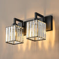 Modern Bathroom Vanity Light 2-Lights Black Crystal Bathroom Wall Light Vanity Light Fixtures-Ruum Studio Home