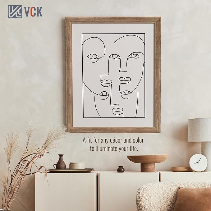 VCK 16x20 Picture Frames for Wall 3 Pack, Brown Walnut Wood Poster Frame, Exclusive Wood Grain, Wall Mounting Hanging-Ruum Studio Home