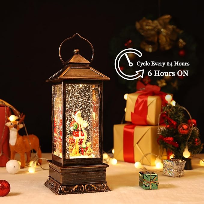 House & Garden Decoration,Christmas Lantern with 8 Pieces of Music,Sparkling Crystal Keep Circling Around The Snowman Families Music Box as a (Santa Claus)-Ruum Studio Home