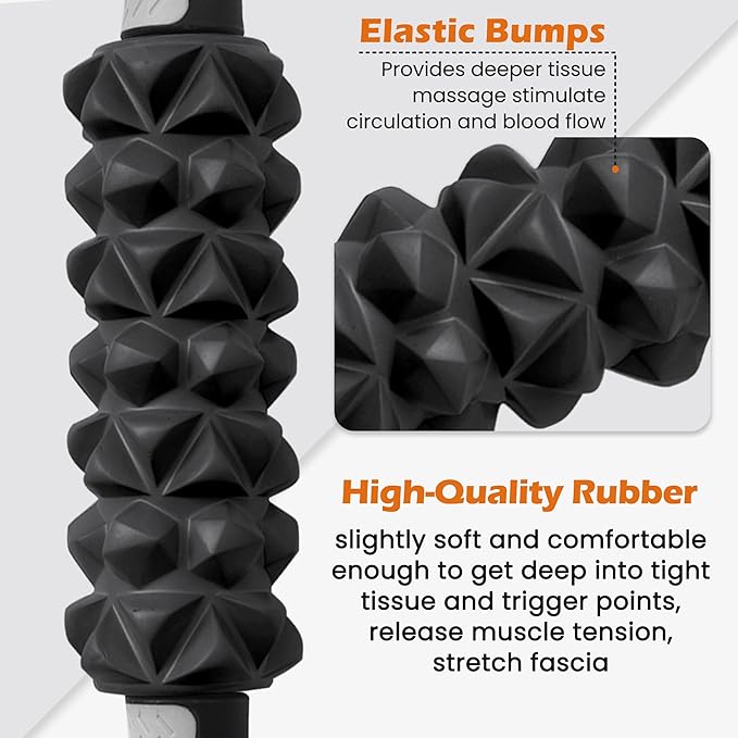 KITWILD Muscle Roller Stick, Massage Roller Stick for Athletes, Body Massage Stick for Muscles Deep Tissue, Muscle Relaxation Roller for Physical Therapy, Myofascial Release, and Yoga Therapy, Black-Ruum Studio Home