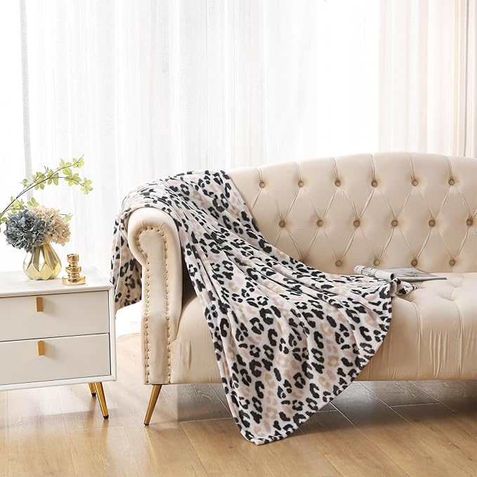 MERRYLIFE Pink Cheetah Throw Blanket Decorative Fleece Throw | Ultra-Plush Colorful | Couch Blanket Travel Lap | Home Gift Use(50" 60",Pink Cheeath)-Ruum Studio Home