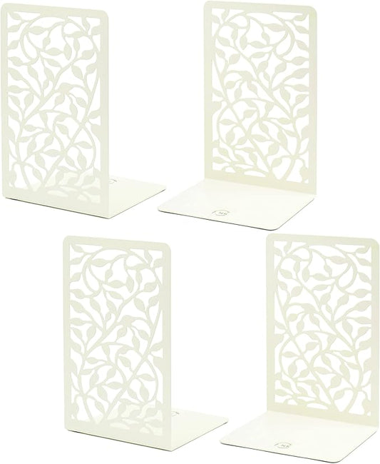 CNK Book Ends Bookends for Decorative Books Holder Bookend Shelves End Hold Heavy Duty Holders Stoppers Metal Stopper Cute Boho Bookshelf Holds Cookbook Office Home Set of 4 Bookends Pair White-Ruum Studio Home