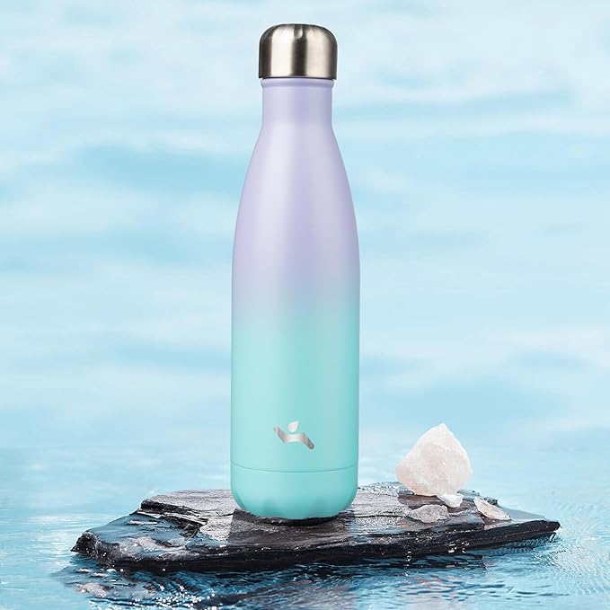 Insulated Water Bottles,17 oz Double Wall Stainless Steel Vacumm Metal Flask for Sports Travel,Lavender Green-Ruum Studio Home