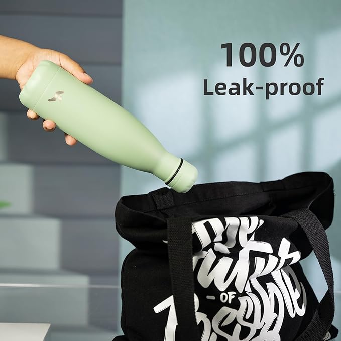Insulated Water Bottles,25 oz Double Wall Stainless Steel Vacumm Metal Flask for Sports Travel,Macaron Green-Ruum Studio Home