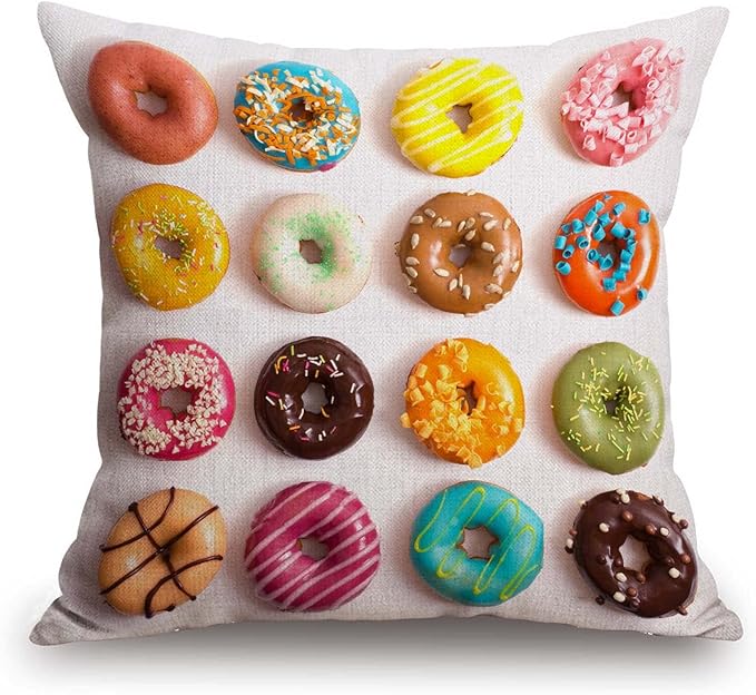 TSSOHU Outdoor Patio Throw Pillow Cover Colorful Donuts Farmhouse Décor Outside Furniture Swing Seat Bench Chair Decorative Cushion Cases 18x18 Deep Seat Bed Couch Sofa-Ruum Studio Home