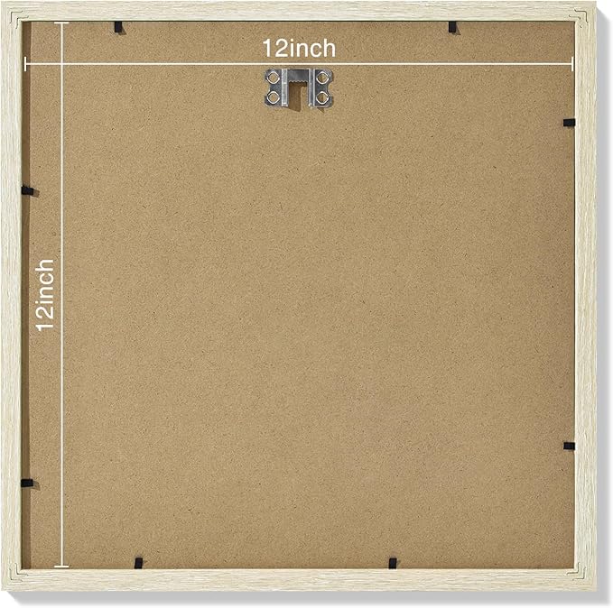 Vittanly 12x12 Picture Frames Set of 9, Shatter Resistant Plexiglass, Display 8x8 Pictures with Mat or 12x12 without Mat, Photo Frames for Wall Mount, Engineered Wood, Cornsilk-Ruum Studio Home