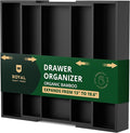 ROYAL CRAFT WOOD Luxury Bamboo Kitchen Drawer Organizer - Silverware Organizer - Utensil Holder and Cutlery Tray with Grooved Drawer Dividers for Flatware and Kitchen Utensils (5 Slot, Black)-Ruum Studio Home