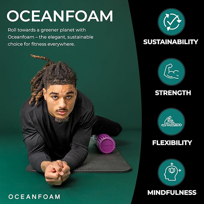 Oceanfoam Tidal Roller - Magenta - Muscle Massage Foam Roller for Back Pain & Stretching - Firm and Ergonomic Wide Wave Textured - Yoga, Athletics, & Wellness - Full Size, 20" x 5"-Ruum Studio Home