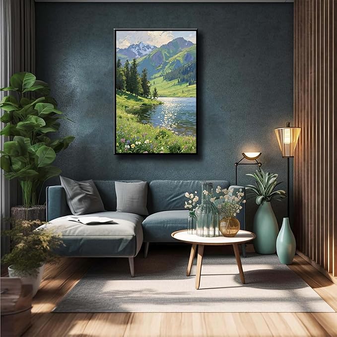 The scenery of mountain streams and green meadows is suitable for living rooms bedrooms offices landscape posters and wall paintings-Ruum Studio Home