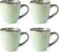 GBHOME Ceramic Coffee Mugs Set of 4, 12oz Stoneware Coffee Mugs Set For Dad Mom Women MEN, Light Weight Ceramic Coffee Cups for Latte/Tea/Beer/Hot Cocoa, Dishwasher & Microwave Safe, Pastel Green-Ruum Studio Home