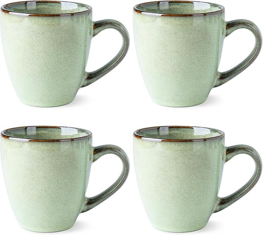 GBHOME Ceramic Coffee Mugs Set of 4, 12oz Stoneware Coffee Mugs Set For Dad Mom Women MEN, Light Weight Ceramic Coffee Cups for Latte/Tea/Beer/Hot Cocoa, Dishwasher & Microwave Safe, Pastel Green-Ruum Studio Home