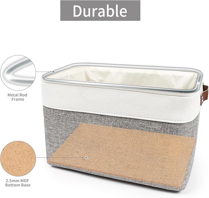 Storage Bins Large Fabric Storage Baskets for Shelves 3 Pack, Decorative Linen Closet Baskets with Handles for Organizing, Shelf, Clothes, Home, Office, 15x11x9.5Inches (Grey&White)-Ruum Studio Home