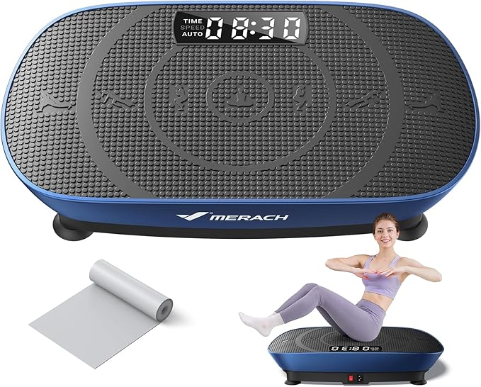 MERACH Vibration Plate Exercise Machine, Whole Body Workout Equipment for Women, Bluetooth and Silicone Pedal, Vibration Plate with Auto Mode, Vibrate Fitness Platform for Home-Ruum Studio Home
