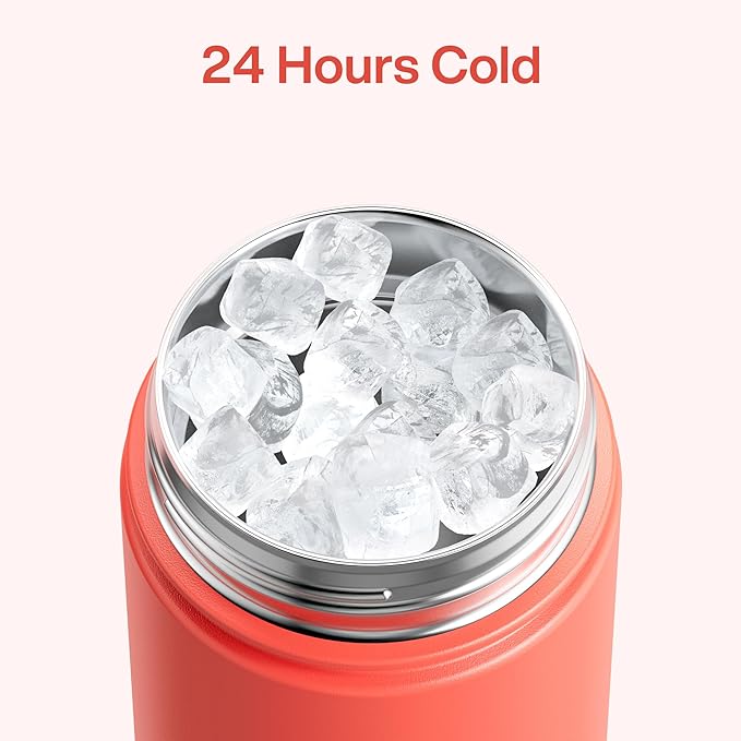 Insulated Water Bottle with Straw - Encool Stainless Steel Water Bottle, Leak-Proof, BPA-Free, Double Wall Vacuum Keeps Cold for 24 Hours for Sports, Travel, School (26 oz, Tawny Orange)-Ruum Studio Home