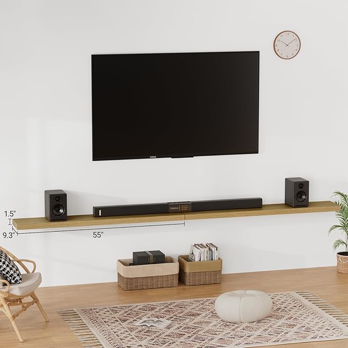 Heimlove 55 Inch Long Floating Shelves for Wall,9.3" Deep Oak Floating Shelves Set of 2,Large Display Shelf & Storage Shelf,Wall Mounted Shelves for Bedroom Living Room Kitchen Office-Ruum Studio Home