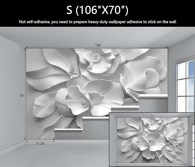 WFBHUA-3d Gray Floral Wallpaper Mural Black and White Embossed Peony Flowers Butterfly Wallpaper for Living Room Bedroom(Not Peel and Stick)-Ruum Studio Home