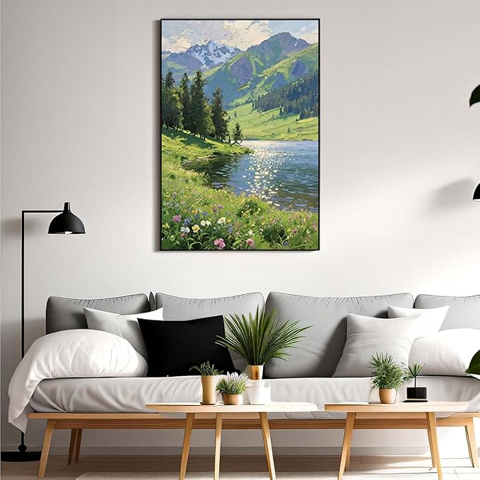 The scenery of mountain streams and green meadows is suitable for living rooms bedrooms offices landscape posters and wall paintings-Ruum Studio Home