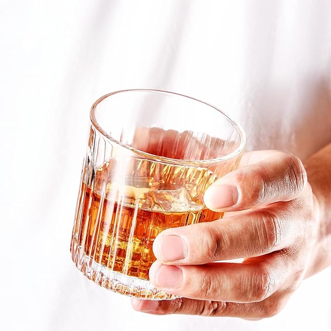 Whiskey Glasses Set of 4,Lead-Free Crystal Old Fashioned Glass,300ml Rocks Glass Tumblers for Drinking Bourbon,Cognac,Irish Whisky,Whiskey Gifts for Men-Ruum Studio Home