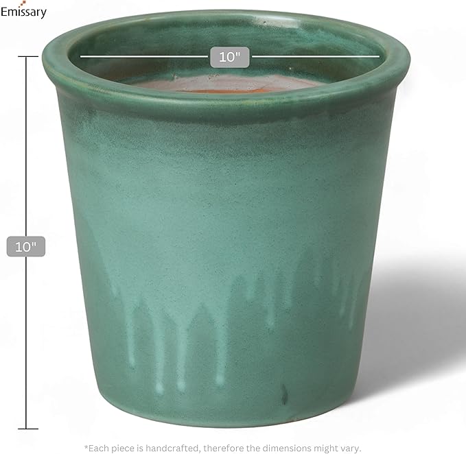 Emissary Round Stoneware Planter (Parent SKU 12012) (Green, 10" D x 10" H)-Ruum Studio Home