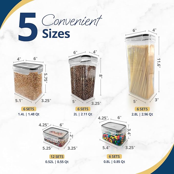 Reli. Airtight Food Storage Containers with Lids (36 Sets) | Kitchen Organizers and Storage Pantry Organizers | BPA Free Plastic Food Containers | Ultra Variety Pack w/Measuring Cup, 42 Labels, Pen-Ruum Studio Home