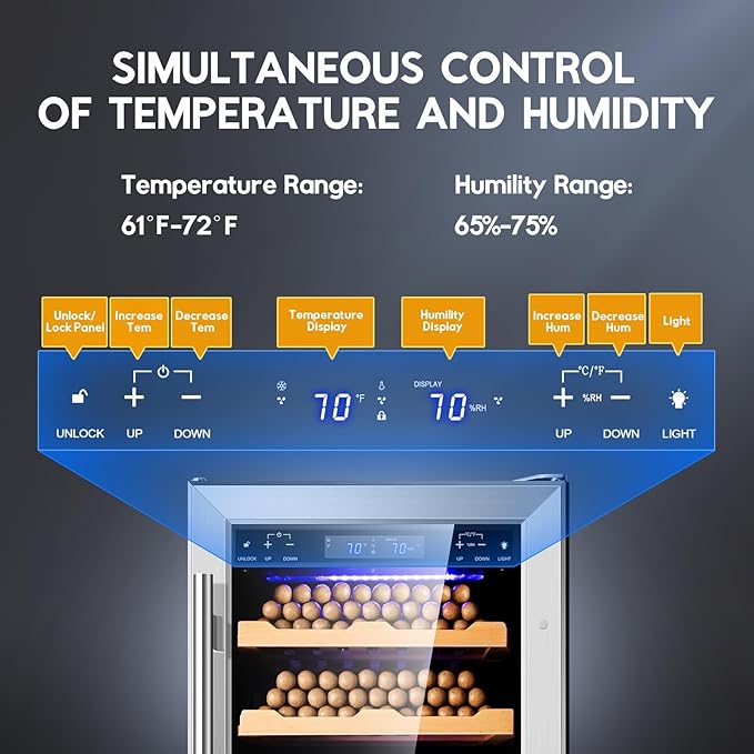 Tylza 88L Ciagr Humidor Cabinet, Humidity & Temp Control Electric Humidors for Cigars, 546 Counts, Silent Compressor, Reversible Door, Cigar Humidors with Spanish Cedar Drawer Shelves, Gifts for Men-Ruum Studio Home