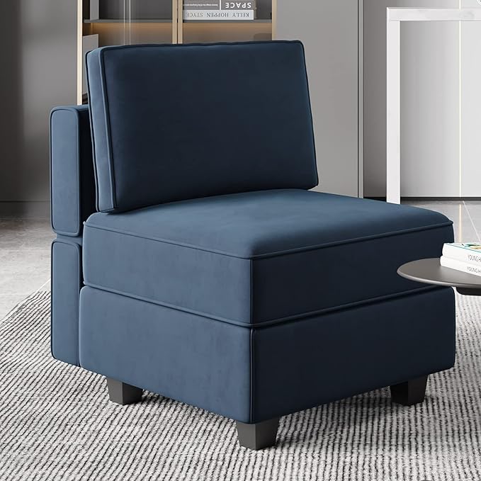 Belffin Modular Sofa Middle Module with Storage Accent Armless Chair for Modular Sectional Sofa Couch Velvet Blue-Ruum Studio Home