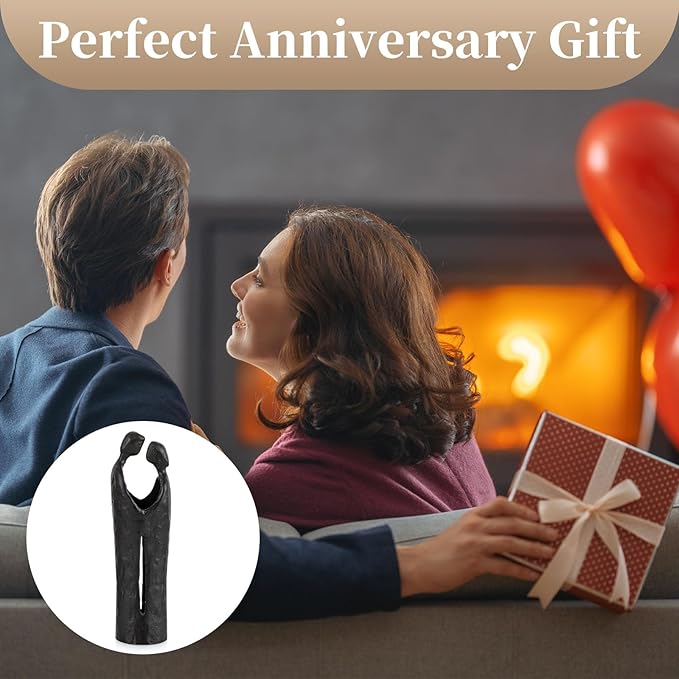 Sziqiqi 6th Anniversary Wedding Gift: Iron Gifts for 6th Anniversary for Couple - Romantic Couple Statue Metal Love Sculpture Black Abstract Figurines for Home Decor Women Her Wife Girlfriend Him Men-Ruum Studio Home