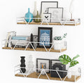 Floating Shelves Set of 3, Home Wood Wall Shelf, Farmhouse Shelf for Bedroom, Wall Mounted Floating Shelf for Living Room, Bedroom, Bathroom, Kitchen, Office (White)-Ruum Studio Home