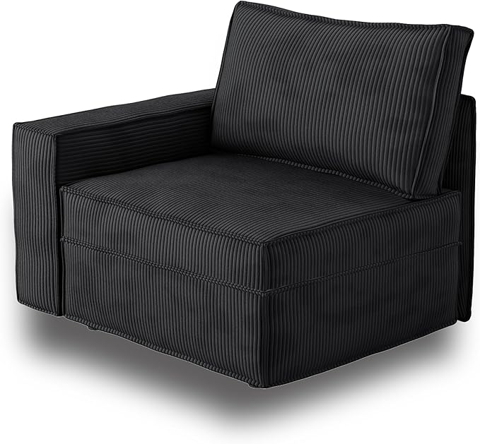 HOOOWOOO Modular Sectional Sofa Couch,Matching Free Combination Cloud Couch Left Arm Chair(Black Corduroy)-Ruum Studio Home