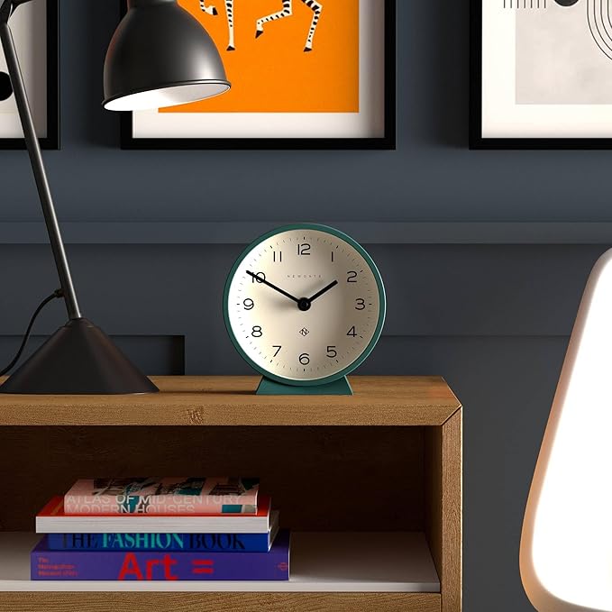 NEWGATE® M Mantel Echo Desk Clock | Modern Round Design | Eden Green | Easy to Read Numbers | Contemporary Style for Desk, Table, Shelf or Bedside-Ruum Studio Home