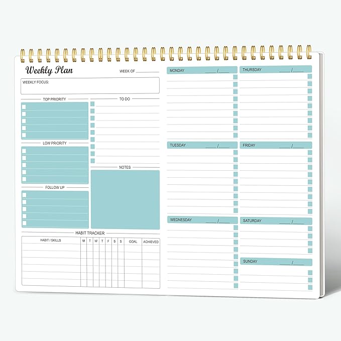 Weekly Planner Notepad Undated Weekly Goals Schedule Planner To Do List Notebook Planning Pad Calendars Organizers Habit Tracker Journal for Man & Women,52 Weeks (8.5x11")-Ruum Studio Home