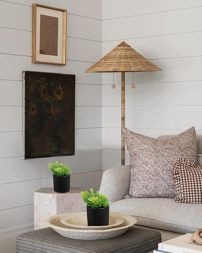 Artificial Succulents in Pots Faux Succulents Plants Fake Succulent Arrangement Potted Plants with Black Ceramic Vase for Office Desk Bathroom Shelf Living Room Indoor Home Decor-Ruum Studio Home