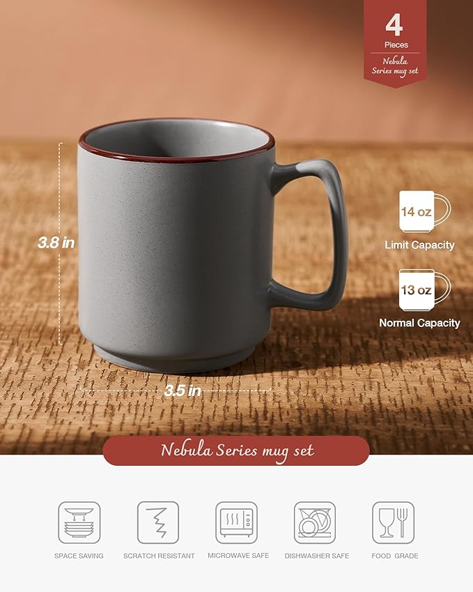 famiware Coffee Mugs Set of 4, Nebula 14oz Coffee Mugs, Ceramic Cup Set with Handle for Latte, Tea, Milk, Cappuccino, Cocoa, Multi-color-Ruum Studio Home