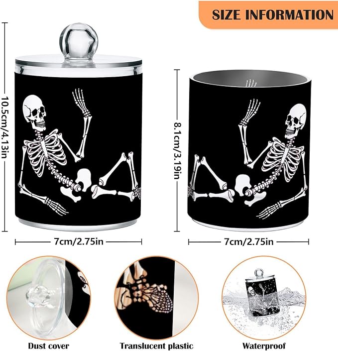 Halloween Skull 2PC Airtight Transparent Glass Storage Jar, Food Storage Container Glass, Can Store Candy, Salt, Coffee Beans, With lid, Easy To Use…-Ruum Studio Home