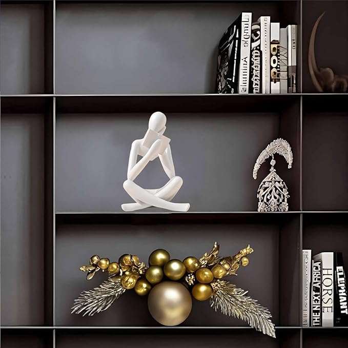 Bookshelf Decor Thinker Statue - Abstract Style Thinker Sculptures Modern Aesthetic Figurine Decoration Statues for Home Decor-Right Thinking-White-Ruum Studio Home