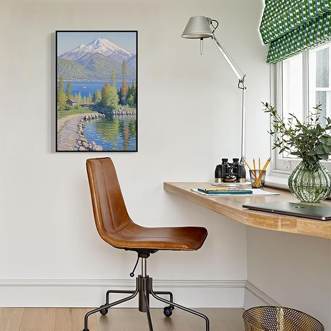 Color harmony mountain scenery blue sky lake wall painting suitable for living room natural scenery painting suitable for bedroom home decoration-Ruum Studio Home
