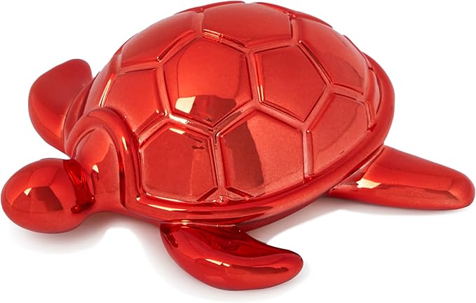 Small Sea Turtle Statue 4 inch Shiny Red Accent Knick Knacks Paperweight for Bathroom Home Office Shelf Desk Table Decor, Cute Sea Turtle Gifts for Women-Ruum Studio Home