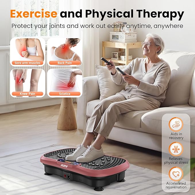 AXV Vibration Plate Fitness Platform Exercise Machine Vibrating Lymphatic Drainage Shaking Full Body Shaker Workout Vibrate Stand Shake Board Sport Gym for Weight Loss Fat Burner for Women Men-Ruum Studio Home