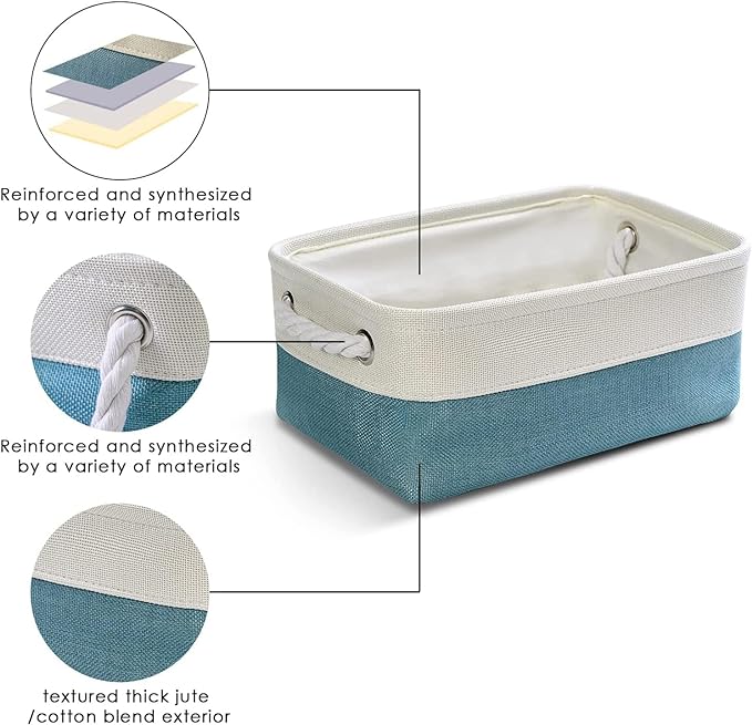 TcaFmac Organization and Storage Basket for Gifts Empty - 12x8x5.2 inch Small 6 Pack Collapsible Storage Basket for Organizing, Fabric Storage Bins for Toy Books Shelves(White & Green)-Ruum Studio Home