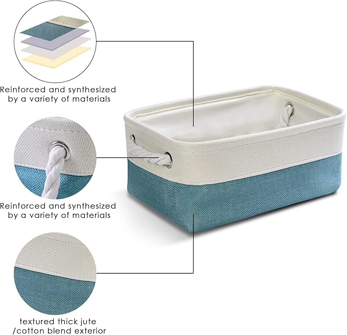 Organization and Storage Basket for Organizing - 12X8X5.2 inch 6 Pack Fabric Cube Storage Bin Collapsible Baskets for Shelves, Storage Box for Cloth Decorative room (White & Green)-Ruum Studio Home