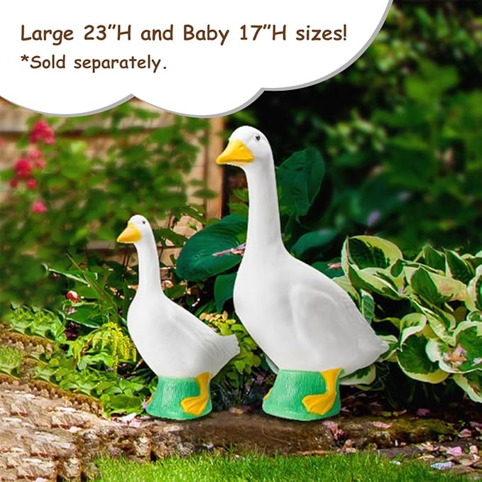 Fox Valley Traders Gaggleville Porch Goose Large White Goose Statue – Charming 23" Outdoor Decorative Figurine for Garden, Patio, or Entryway Accent-Ruum Studio Home