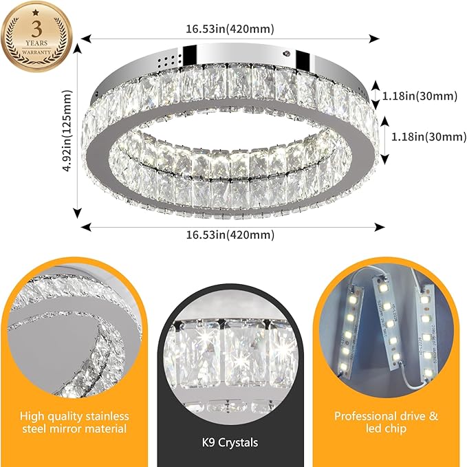Buccleuch Modern Crystal Chandelier LED Flush Mount Pendant Lighting Mini Ceiling Light Fixture for Living Room Bedroom Hallway Staircase Bar Kitchen-Ruum Studio Home