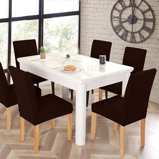 JQinHome 6 Pcs Dining Chair Slipcover,High Stretch Removable Washable Chair Seat Protector Cover for Home Party Hotel Wedding Ceremony (Pack of 6, Coffee)-Ruum Studio Home