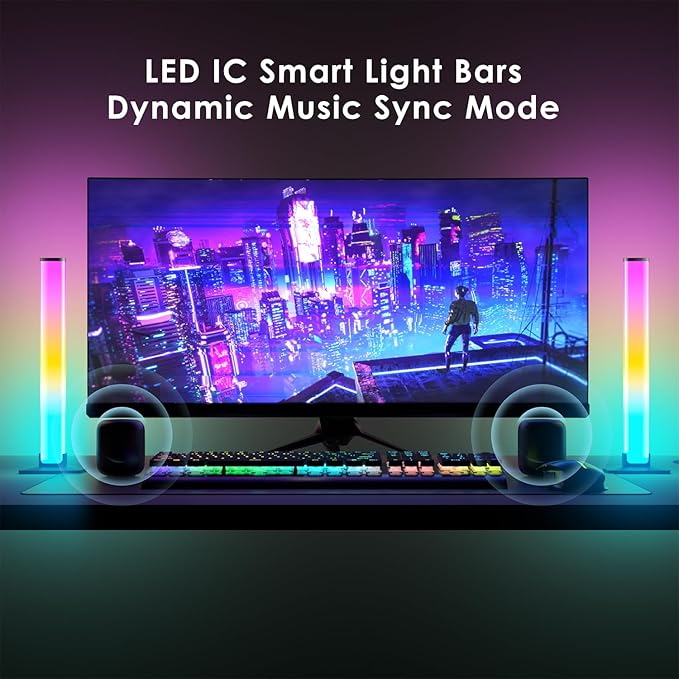 RGB Light Bar,Smart LED Light Bar for Room,16 Million Colors,Three Control Modes,Dynamic Music Sync Mode,213 Preset Modes,USB Interface（Without Adapter）-Ruum Studio Home