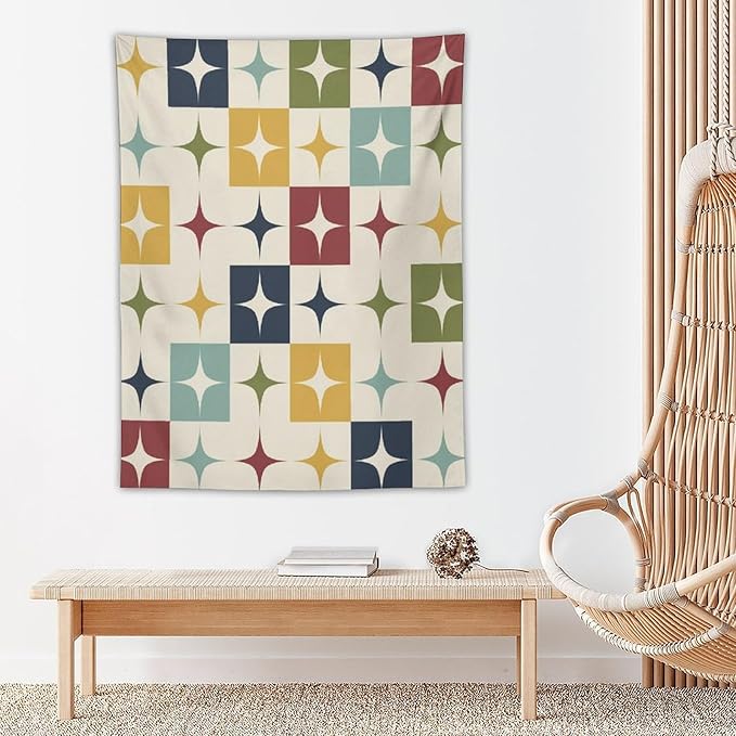 ICMOLYYENLO Boho Medieval Cat Tapestry, Abstract Atomic Starburst Geometric Aesthetic Art Wall Hanging For Bedroom Living Room Dormitory 30x40 Inches-Ruum Studio Home