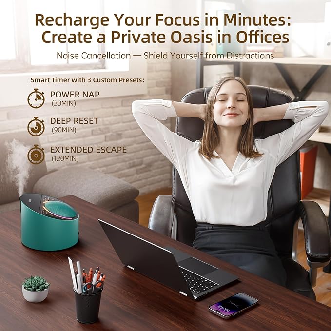 Pro 4-in-1 Sound Machine & Aroma Diffuser Sleep System | Metal Shell with 50+ Natural Soothing Sounds, Schumann Resonance, Night Light (Compatible with All AN-AIO25 Models) - Adults Kids Baby-Ruum Studio Home