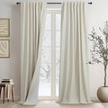 Country Farmhouse Style 94 Inch Curtains for Living Room Drape Back Tab Beige Linen Blackout Earthy Curtain Noise Reduction Light Blocking Cooling Window Treatment 2 Panel Burg Sunroom Bedroom 94 Long-Ruum Studio Home