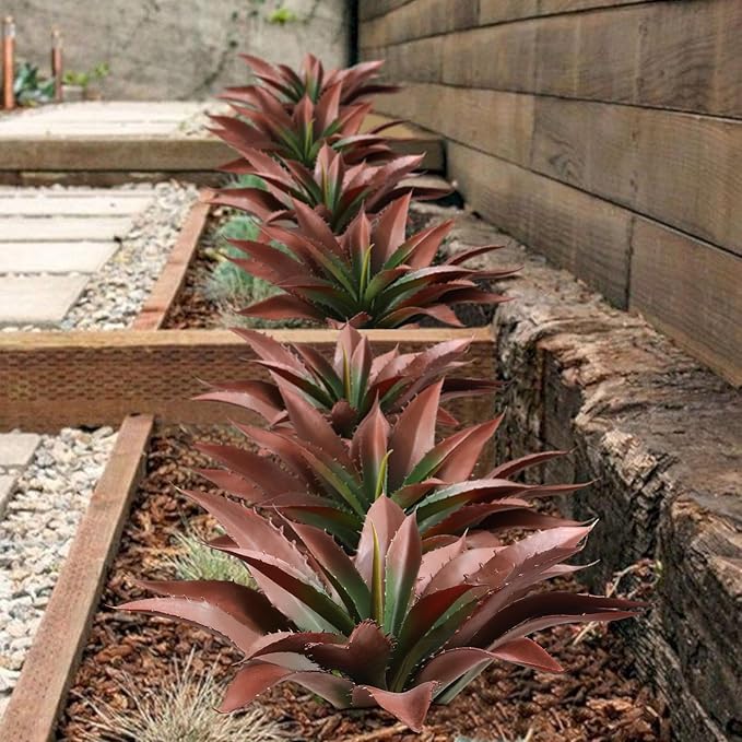 JUSTOYOU Large Artificial Succulents Aloe Plants Real Touch Fake Flowers Unpotted for Home Wedding Festival Arrangement (4, Green-Red)-Ruum Studio Home