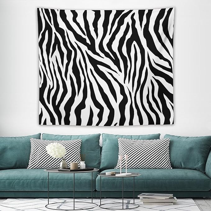 HZOHNAGO Zebra Print Tapestry Nature Wild Animals Black and White Stripe Printed Wall Tapestry Painting Wall Hanging for Bedroom Living Room Dorm 60" W x 50" H-Ruum Studio Home