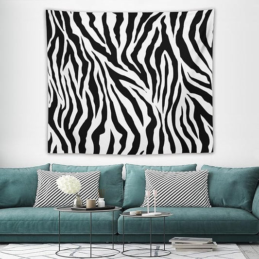HZOHNAGO Zebra Print Tapestry Nature Wild Animals Black and White Stripe Printed Wall Tapestry Painting Wall Hanging for Bedroom Living Room Dorm 60" W x 50" H-Ruum Studio Home